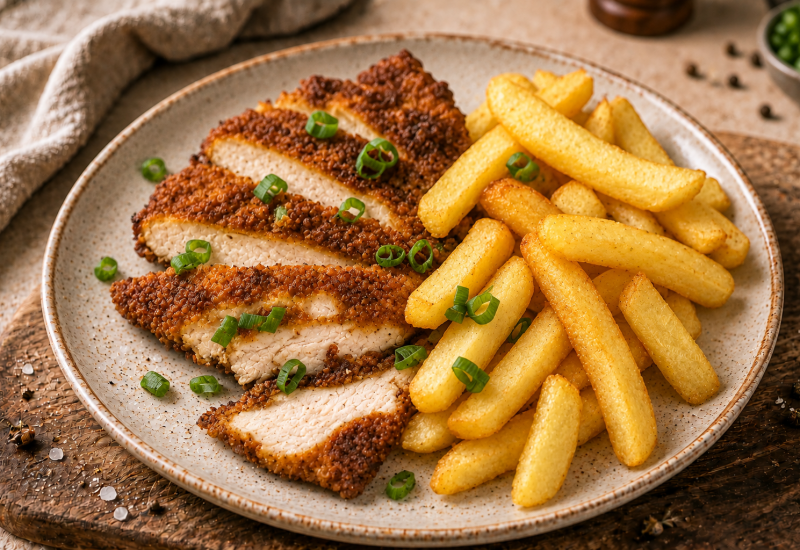 Crumbed Chicken Breast with Chips