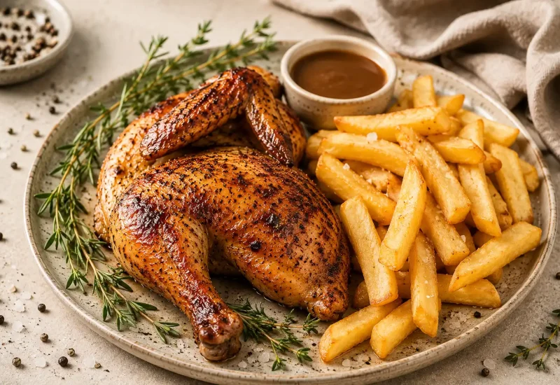 Half Oven Roasted BBQ Chicken & Chips