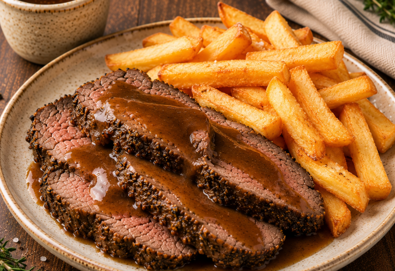 Marinated Herb Roasted Beef & Chips
